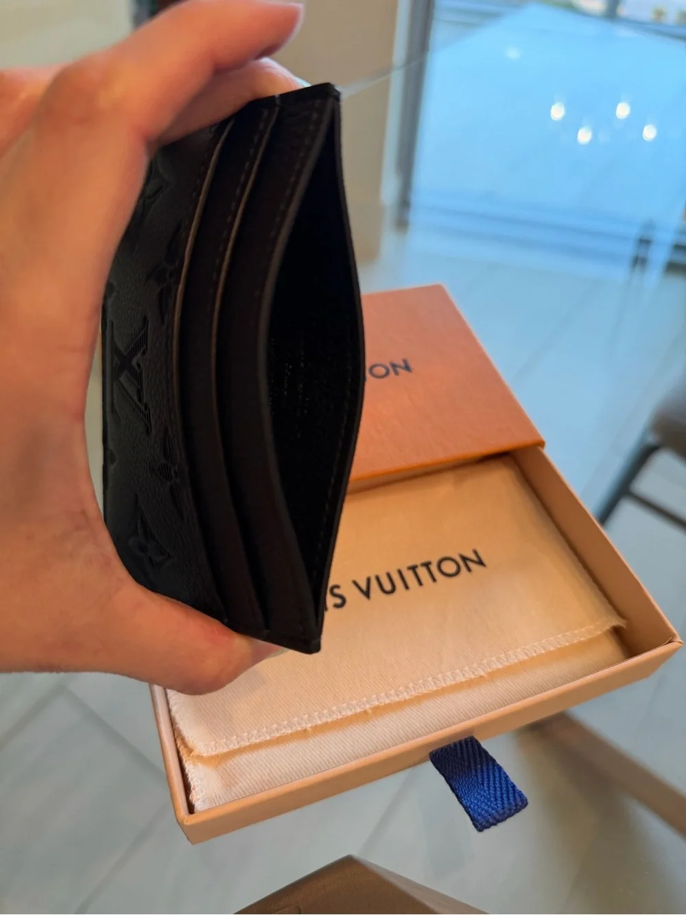 Louis Vuitton Black Monogram Shadow Double Card Holder